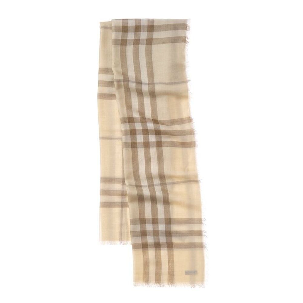 Burberry Reversible Check Wool & Silk-Blend Scarf, Beige